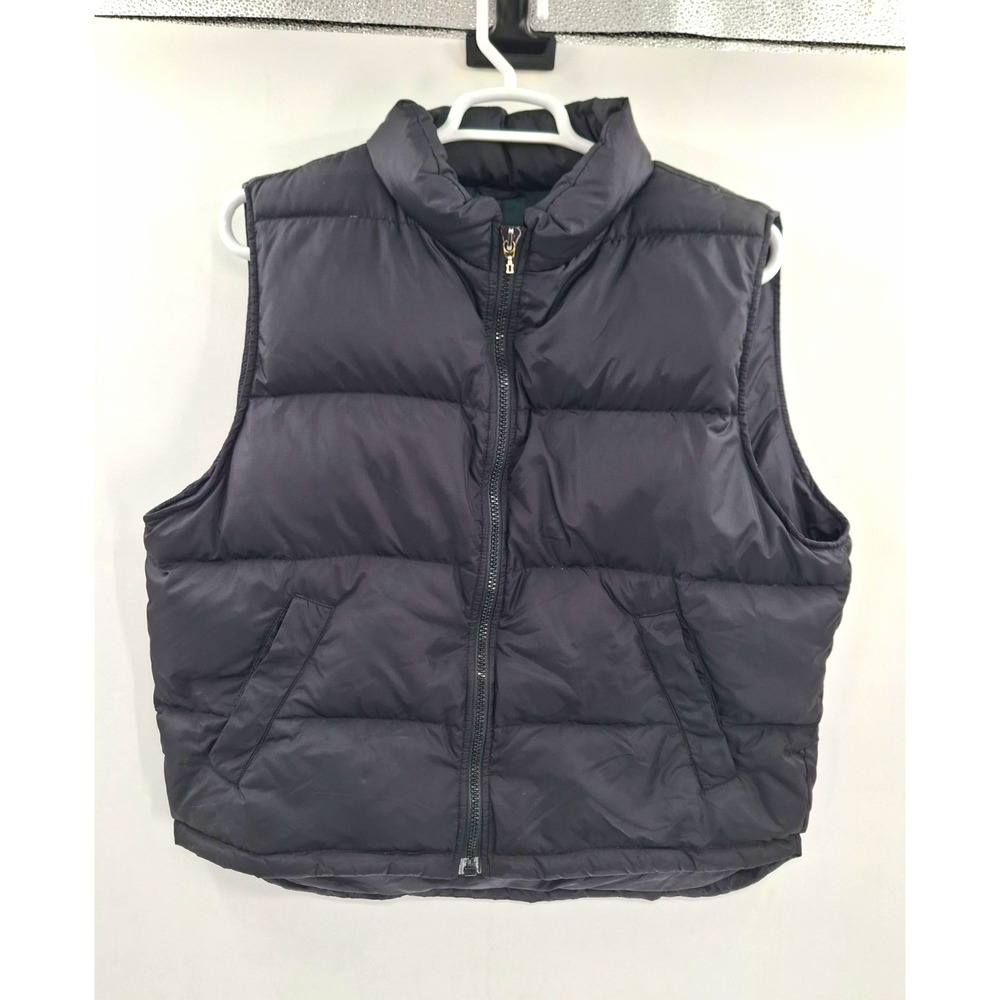 Eddie Bauer Puffer Vest Mens Large Black Goose Down